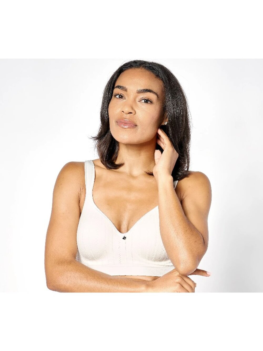 Breezies T-Shirt Bra Size 36DD Seamless Pointelle Underwire Vanilla Intimate NEW
